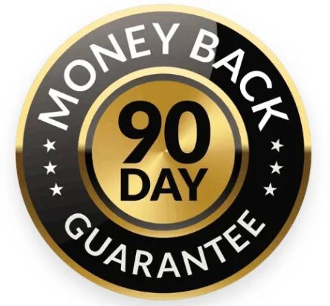GlycoMute 90-day money-back guarantee badge for risk-free blood sugar support supplement purchase